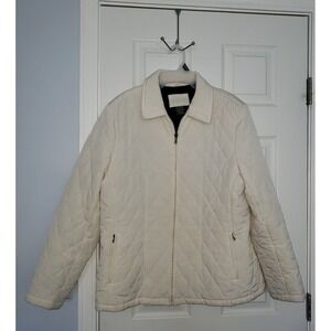 Womans Puffer Jacket with‎ fleece lining winter White Size XL